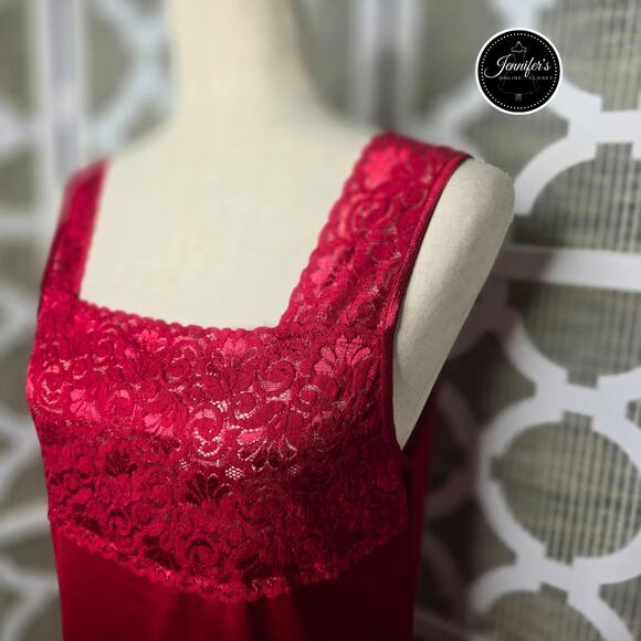 Cinema Etoile Vintage Red Lace Camisole Tank Top Size Large - Picture 2 of 12